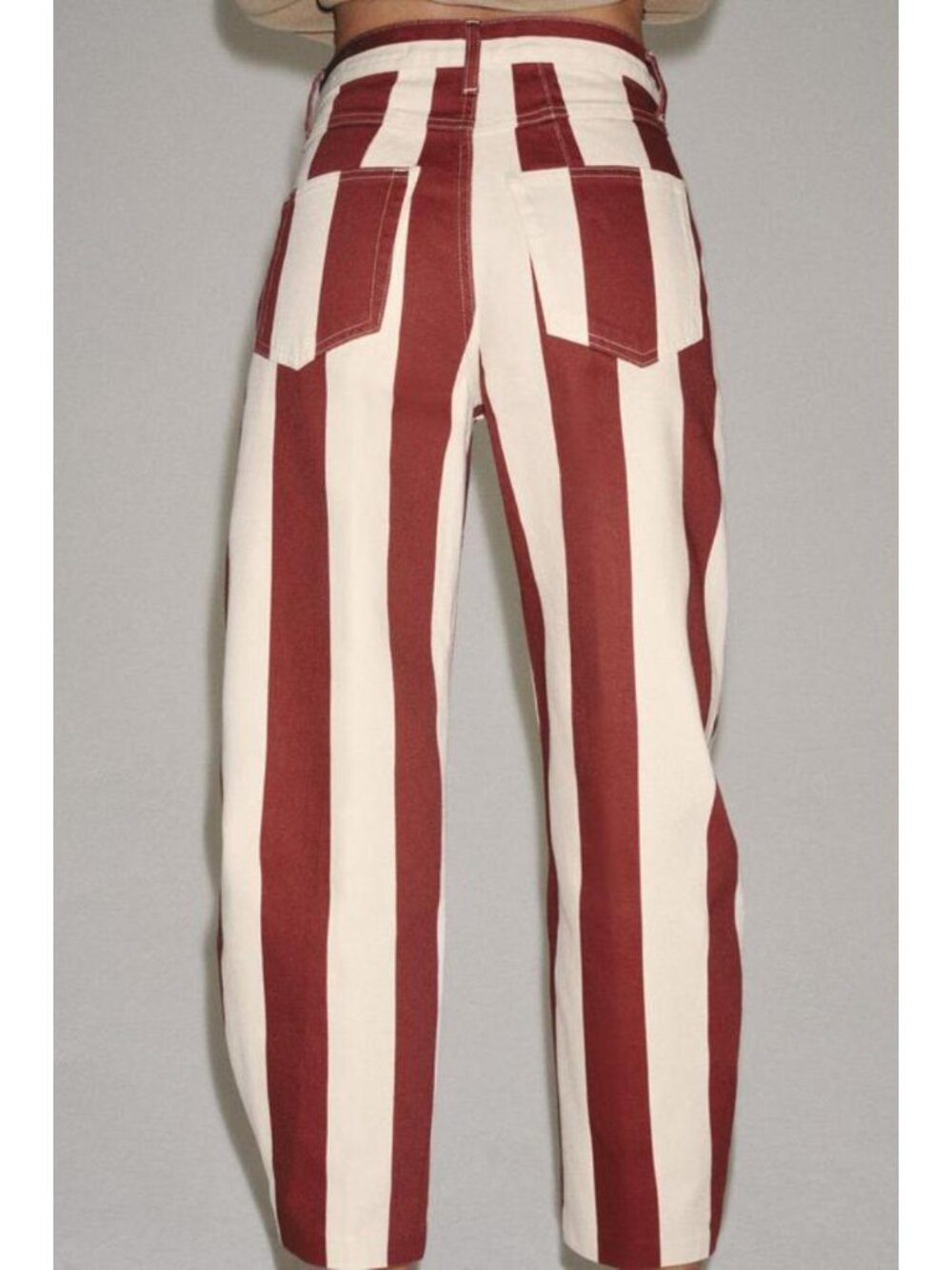 ZARA ZW COLLECTION HIGH WAIST STRIPED TAPERED JEANS - Picture 4 of 6